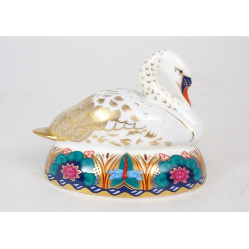 2233 - FIVE ROYAL CROWN DERBY PAPERWEIGHTS including Swan, Mandarin Duck, Mallard Duck, Coot and duck, all ... 