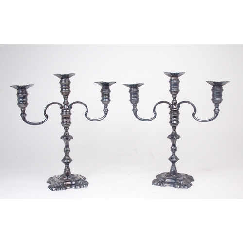 2453 - A PAIR OF ELIZABETH II CAST SILVER CANDELABRA by JB Chatterley & Sons Ltd, Birmingham 1973, with... 