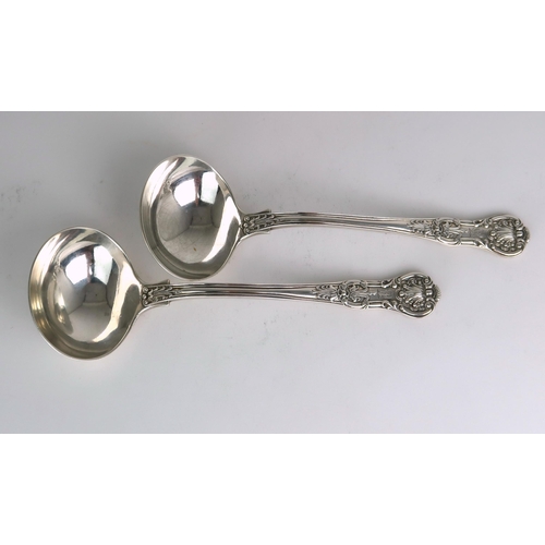 2484 - A PAIR OF VICTORIAN SILVER SAUCE LADLESby John James Whiting, London 1855, in the Queen's pattern, e... 