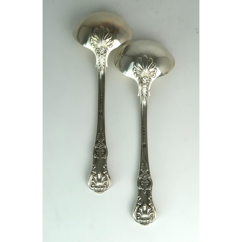 2484 - A PAIR OF VICTORIAN SILVER SAUCE LADLESby John James Whiting, London 1855, in the Queen's pattern, e... 