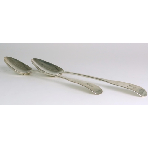 2488 - A PAIR OF GEORGE III IRISH SILVER TABLESPOONSby Samuel Neville, Dublin 1808, In the Fiddle pattern, ... 