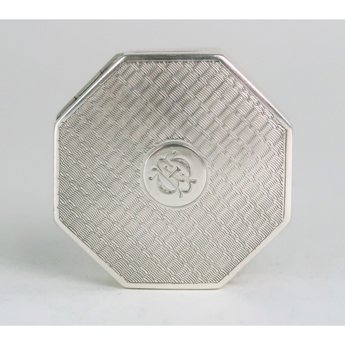 2490 - A GEORGE V SILVER TRINKET BOXby E J Trevitt & Sons, Chester 1927, of hexagonal form, with engine... 