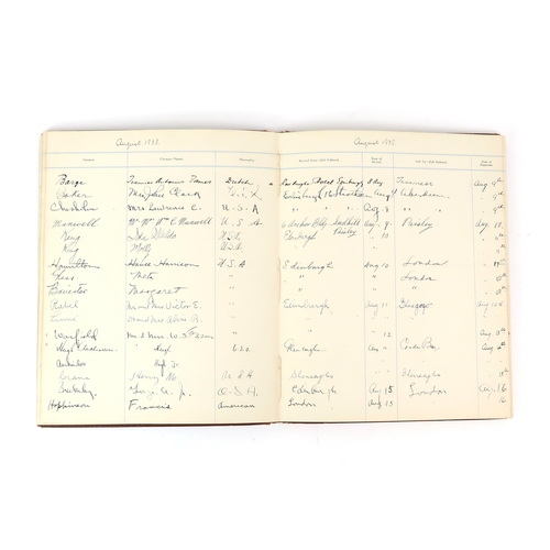 2587 - A VISITORS BOOK FROM RUSACKS HOTEL, ST. ANDREWS, 1936-39With guests including Bob Hope, Bobby Jones,... 