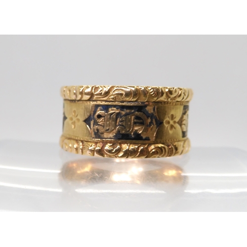 2701 - AN ENAMELLED MOURNING RINGwith full 18ct gold hallmarks for London 1831, the inscription reads, Mr W... 