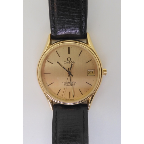 2875 - AN OMEGA SEAMASTER QUARTZwith a gold plated case, gold coloured dial with baton numerals and hands, ... 