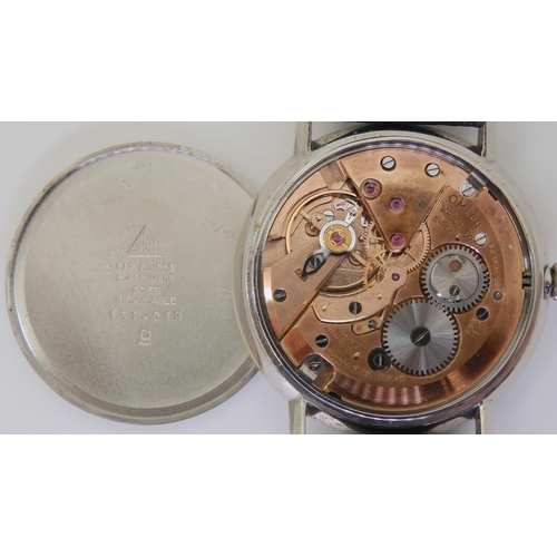 2876 - A VINTAGE OMEGA WRISTWATCHwith a stainless steel case, brushed silvered cross hairs dial with gold c... 