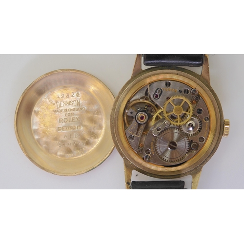 2877 - A 9CT GOLD TUDOR ROYAL WATCHwith cream coloured dial with gold coloured Arabic and dagger numerals, ... 