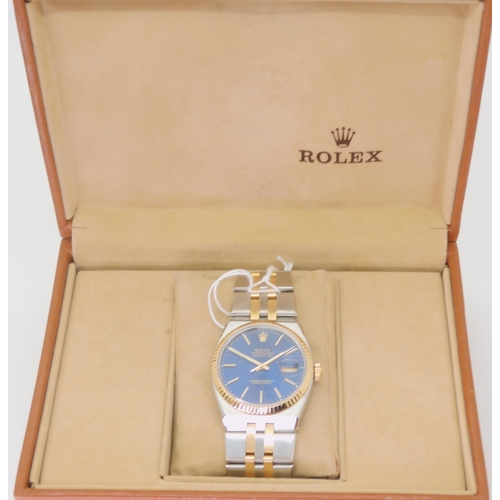 2882 - A ROLEX OYSTER QUARTZ DATEJUSTwith metallic blue dial, and two-tone body and strap. Model number 170... 