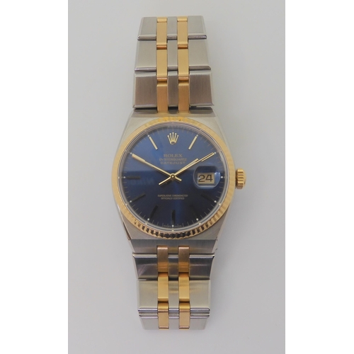 2882 - A ROLEX OYSTER QUARTZ DATEJUSTwith metallic blue dial, and two-tone body and strap. Model number 170... 