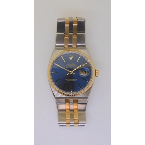 2882 - A ROLEX OYSTER QUARTZ DATEJUSTwith metallic blue dial, and two-tone body and strap. Model number 170... 