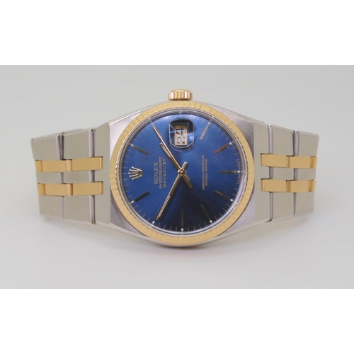 2882 - A ROLEX OYSTER QUARTZ DATEJUSTwith metallic blue dial, and two-tone body and strap. Model number 170... 