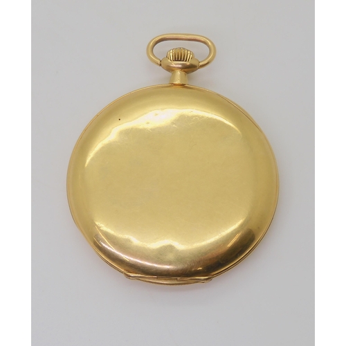 2885 - A SLIM HALF HUNTER POCKET WATCHthe case in 18ct gold, the front with black enamelled chapter ring, t... 