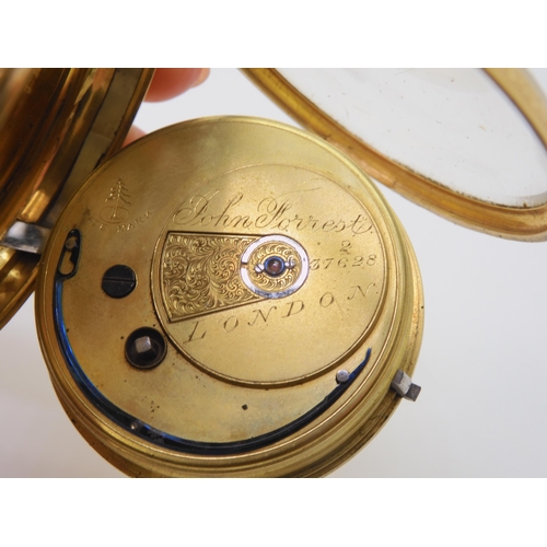 2886 - AN 18CT OPEN FACE POCKET WATCHthe back of the case with floral and geometric engraving, with London ... 