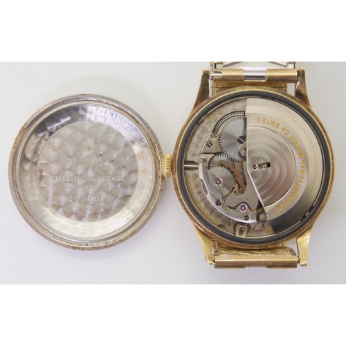 2890 - AN INTERNATIONAL WATCH CO AUTOMATIC WATCHwith a gold plated case, cream dial with gold coloured bato... 