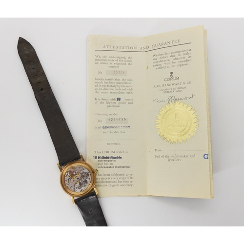 2893 - A CORUM TEN DOLLAR GOLD COIN WATCHthe dial and back of case made from an American 10 Dollar coin dat... 