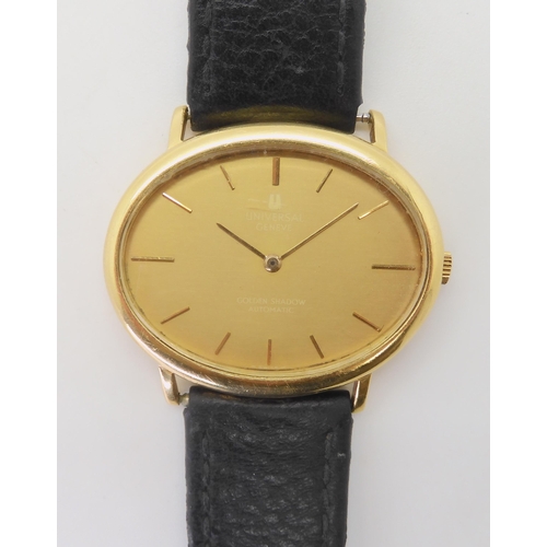 2895 - A UNIVERSAL GENEVE GOLDEN SHADOW with an automatic movement, the case in 18ct gold with Swiss hallma... 