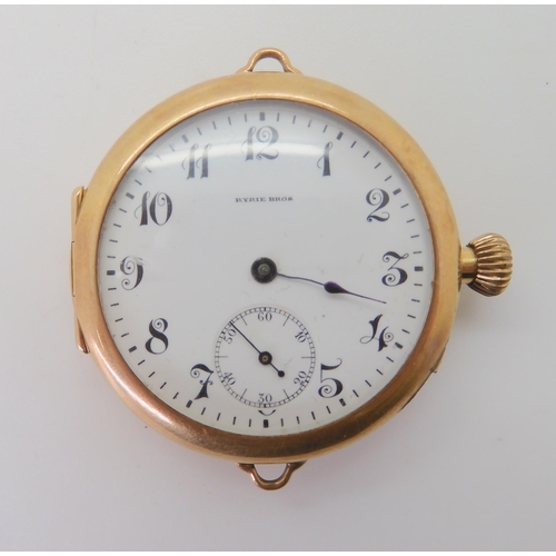 2897 - A CANADIAN 14K GOLD CONVERTED FOB WATCHinto an early wristwatch, made by Ryrie Brothers Toronto, wit... 