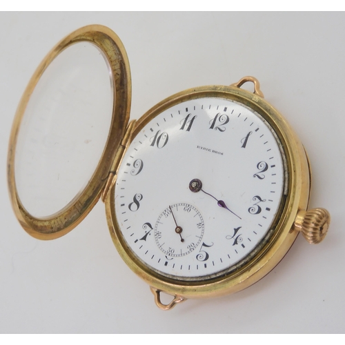 2897 - A CANADIAN 14K GOLD CONVERTED FOB WATCHinto an early wristwatch, made by Ryrie Brothers Toronto, wit... 