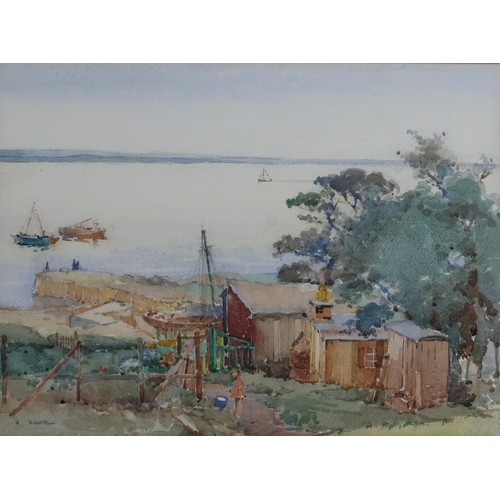 2924 - ROBERT EADIE RSW (SCOTTISH 1877-1954)COTTAGE AND HARBOURwatercolour, signed lower left, 27.5 x 37.5c... 