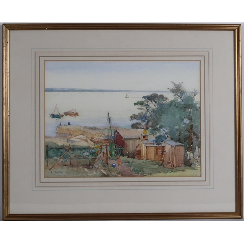 2924 - ROBERT EADIE RSW (SCOTTISH 1877-1954)COTTAGE AND HARBOURwatercolour, signed lower left, 27.5 x 37.5c... 