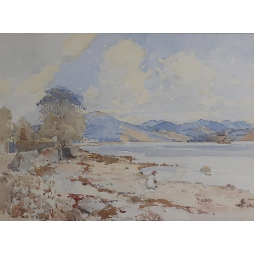 2924 - ROBERT EADIE RSW (SCOTTISH 1877-1954)COTTAGE AND HARBOURwatercolour, signed lower left, 27.5 x 37.5c... 