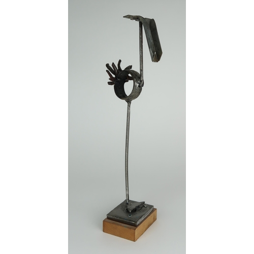 2931 - GEORGE WYLLIE MBE ARSA RGI (SCOTTISH 1921-2012)LONG LEGGED BIRDMetal, on wooden plinth, 43cm (17