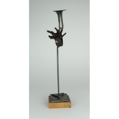 2931 - GEORGE WYLLIE MBE ARSA RGI (SCOTTISH 1921-2012)LONG LEGGED BIRDMetal, on wooden plinth, 43cm (17