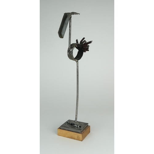 2931 - GEORGE WYLLIE MBE ARSA RGI (SCOTTISH 1921-2012)LONG LEGGED BIRDMetal, on wooden plinth, 43cm (17