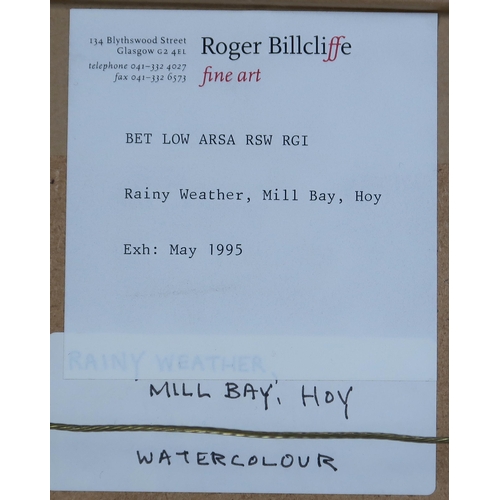 2944 - BET LOW ARSA RSW RGI (SCOTTISH 1924-2007)RAINY WEATHER, MILL BAY, HOYWatercolour, signed lower right... 