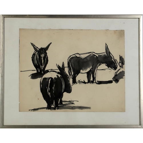 2975 - JOSEF HERMAN OBE RA (BRITISH 1911-2000)DONKEYSPencil, ink and wash, 17.5 x 22.5cm (7 x 9