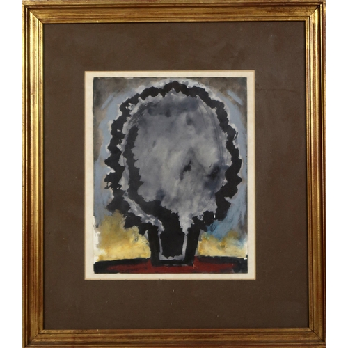 2979 - JOSEF HERMAN OBE RA (BRITISH 1911-2000)TREE FORM IN LANDSCAPEMixed media, 25 x 19.75cm (9.75 x 7.75