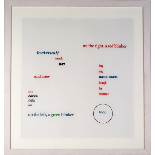 2981 - IAN HAMILTON FINLAY (SCOTTISH 1925-2006)POSTER POEM (LE CIRCUS) 1964Lithograph, 40 x 37cm (15.75 x 1... 