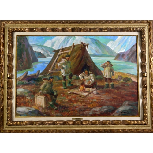 2993 - ADAM SHERRIFF SCOTT (SCOTTISH/CANADIAN 1887-1980)INUIT CAMPOil on canvas, signed lower right, 60 x 9... 