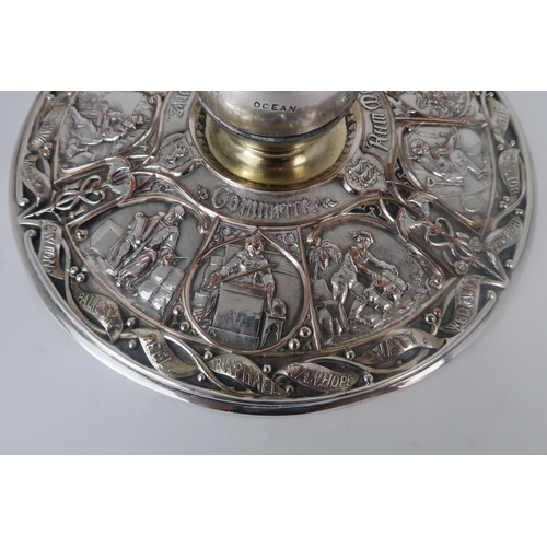 2496A - JOHN LEIGHTON FOR ELKINGTON;a silver plated ink stand celebrating the 1851 Great Exhibition, of circ... 