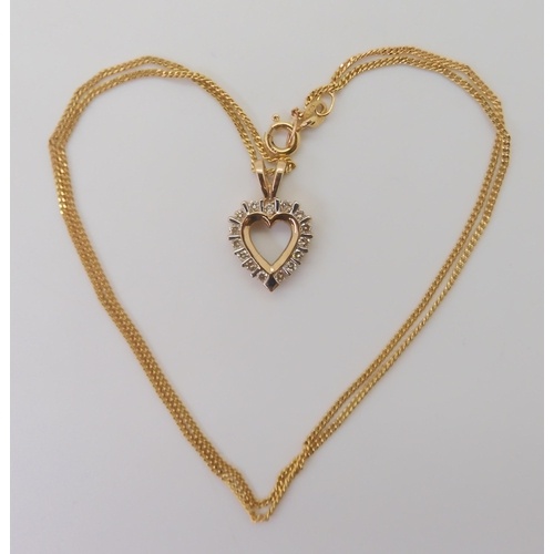 2789 - 9CT DIAMOND HEART PENDANTset with estimated approx 0.30cts, of brilliant cut diamonds on a 9ct 43cm ... 