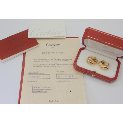 A PAIR OF CARTIER EARRINGSin 18ct yellow and white gold fully