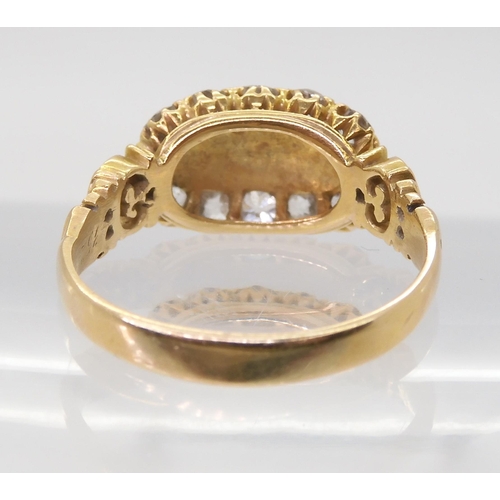 2765 - A PEARL AND OLD CUT DIAMOND RINGwith a pretty pierced gallery and shoulders in 18ct gold, set with e... 