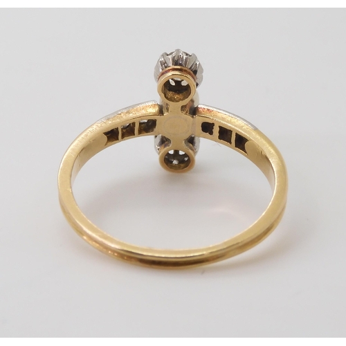 2770 - A VINTAGE DIAMOND & PEARL RINGthe twin diamonds are estimated approx 0.30cts combined, with furt... 