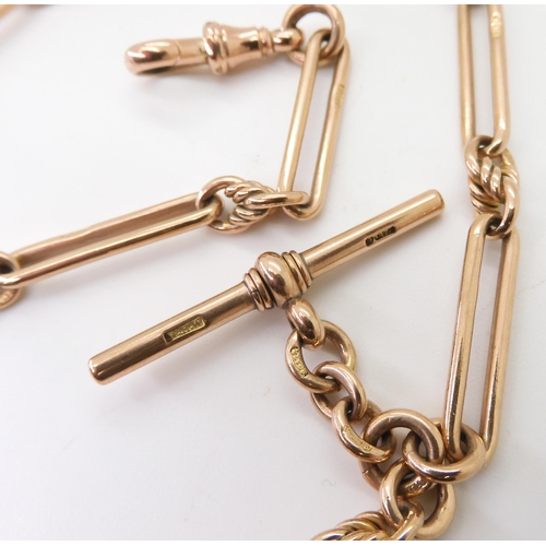 2778 - A 9CT ROSE GOLD FOB CHAINwith long and decorative knotted links, hallmarked 9 .375 to every link, 'T... 