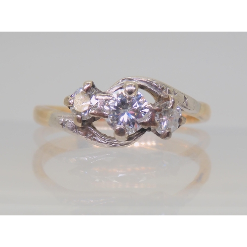 2810 - A VINTAGE THREE STONE DIAMOND RINGset with estimated approx 0.50cts of brilliant cut diamonds to the... 