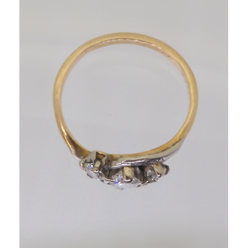 2810 - A VINTAGE THREE STONE DIAMOND RINGset with estimated approx 0.50cts of brilliant cut diamonds to the... 