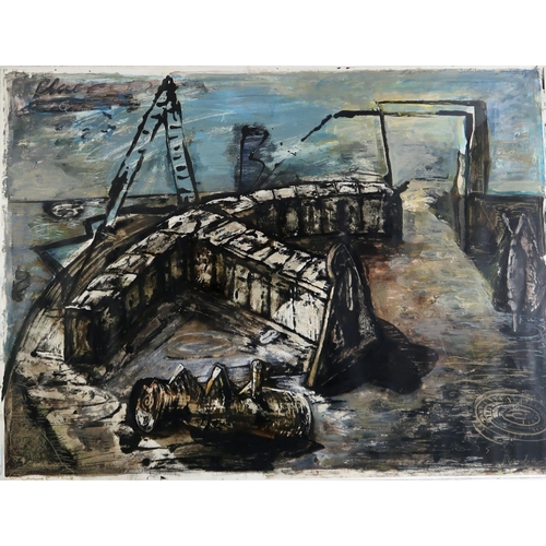 3002 - LENNOX DUNBAR RSA (SCOTTISH b.1952)REMAINING DYKEMixed media on paper, signed lower right, dated 198... 