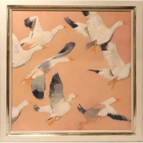 2943A - JANE BLAIR (SCOTTISH CONTEMPORARY)MORNING FLIGHTOil on canvas, signed lower right, 78 x 78cm (30.7 x... 