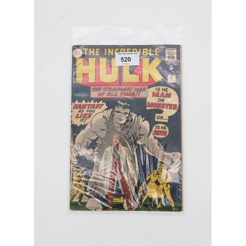 520 - THE INCREDIBLE HULK #1 (1962)9d, Origin and first appearance of the Hulk, first appearances of Rick ... 