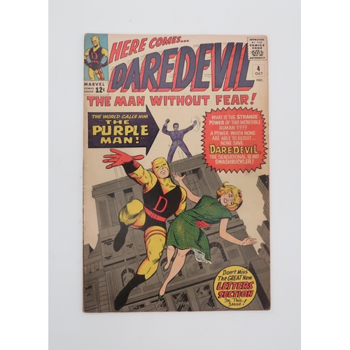 522 - DAREDEVIL #4 (1964)12¢, origin and first appearance of The Purple Man, cover art by Jack Kirby and i... 