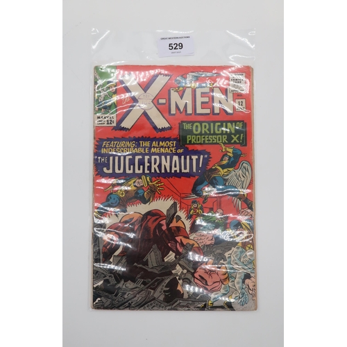 529 - X-MEN #12 (1965)12¢, origin & first appearance of Juggernaut, origin of Professor X, Jack Kirby ... 