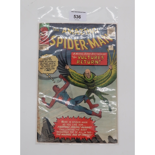 536 - THE AMAZING SPIDER-MAN #7 (1963)9D, second appearance of The Vulture, Steve Ditko cover art, flat &a... 