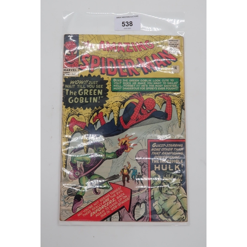 538 - THE AMAZING SPIDER-MAN #14 (1964)9d, first appearance of Green Goblin, first meeting between Spider-... 