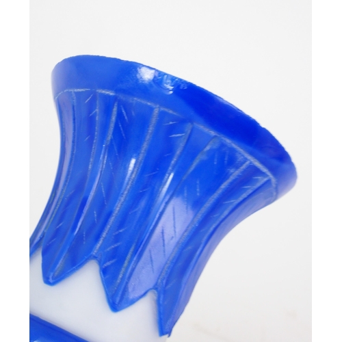 306 - A collection of modern Peking glass including a pair of cobalt blue overlay examples, carved with fl... 