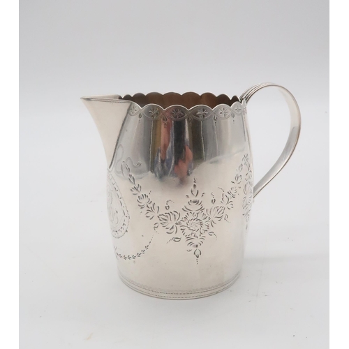 432 - A George III silver cream jug, by George Smith, London 1791, of tapering cylindrical form, with engr... 